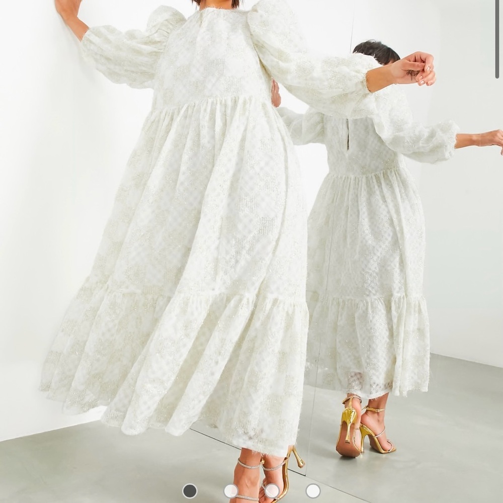 NWT ASOS EDITION oversized midaxi dress in fluffy metallic textured mesh